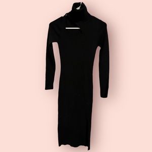 Cut out turtleneck midi dress